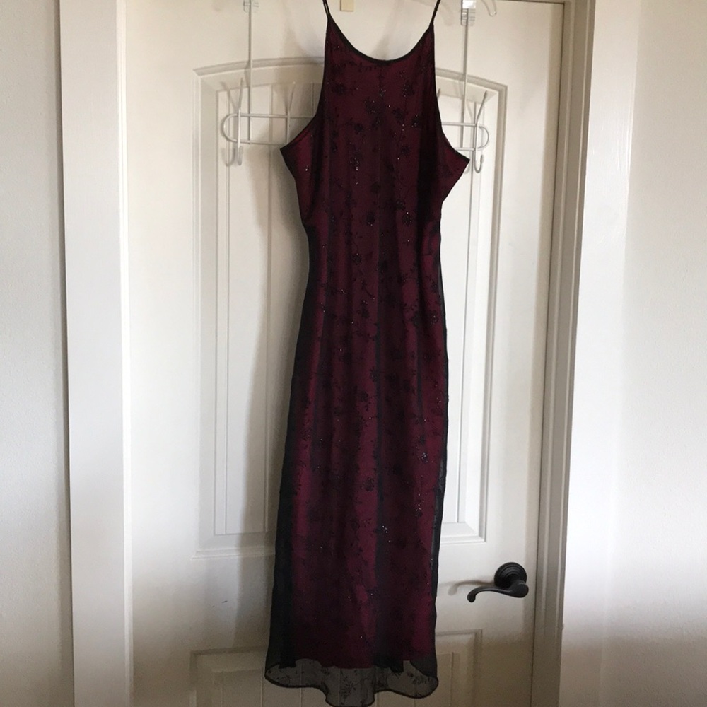 Spaghetti strap dress with velvet jacket